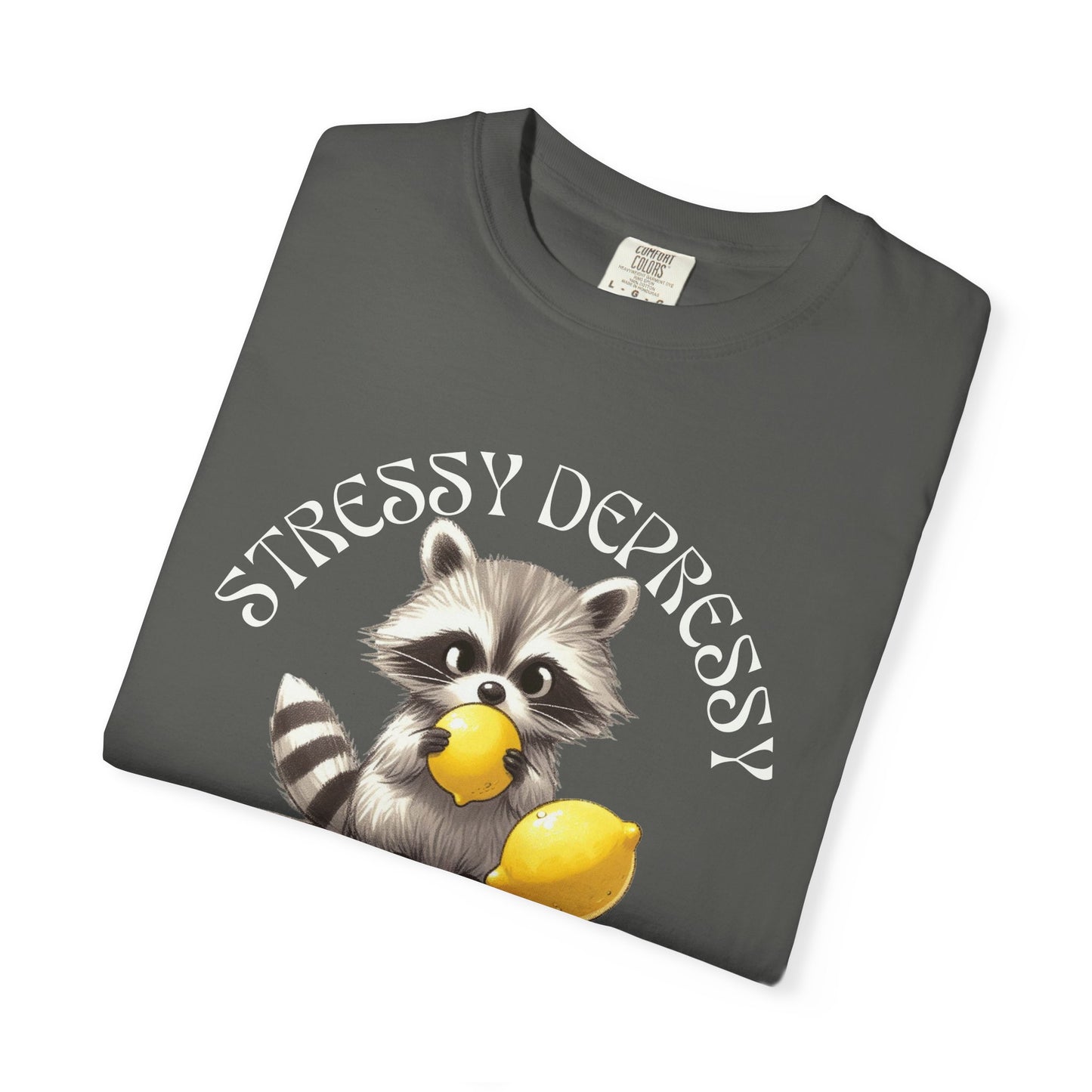 Raccoon Lemon Unisex T-shirt - Stressy Depressy Lemon Zesty