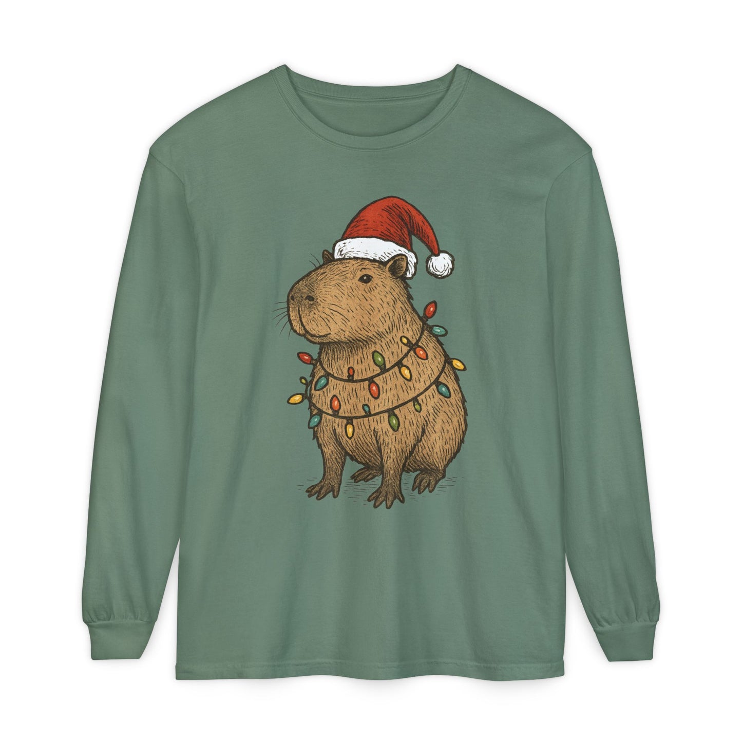 Christmas Capybara Long Sleeve Tee - Unisex T-Shirt