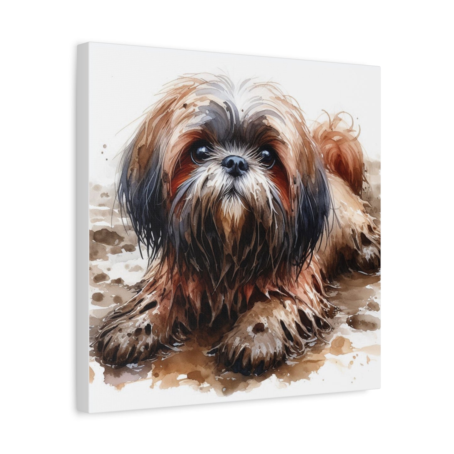 Canvas Print - Muddy Shih Tzu Watercolor Print