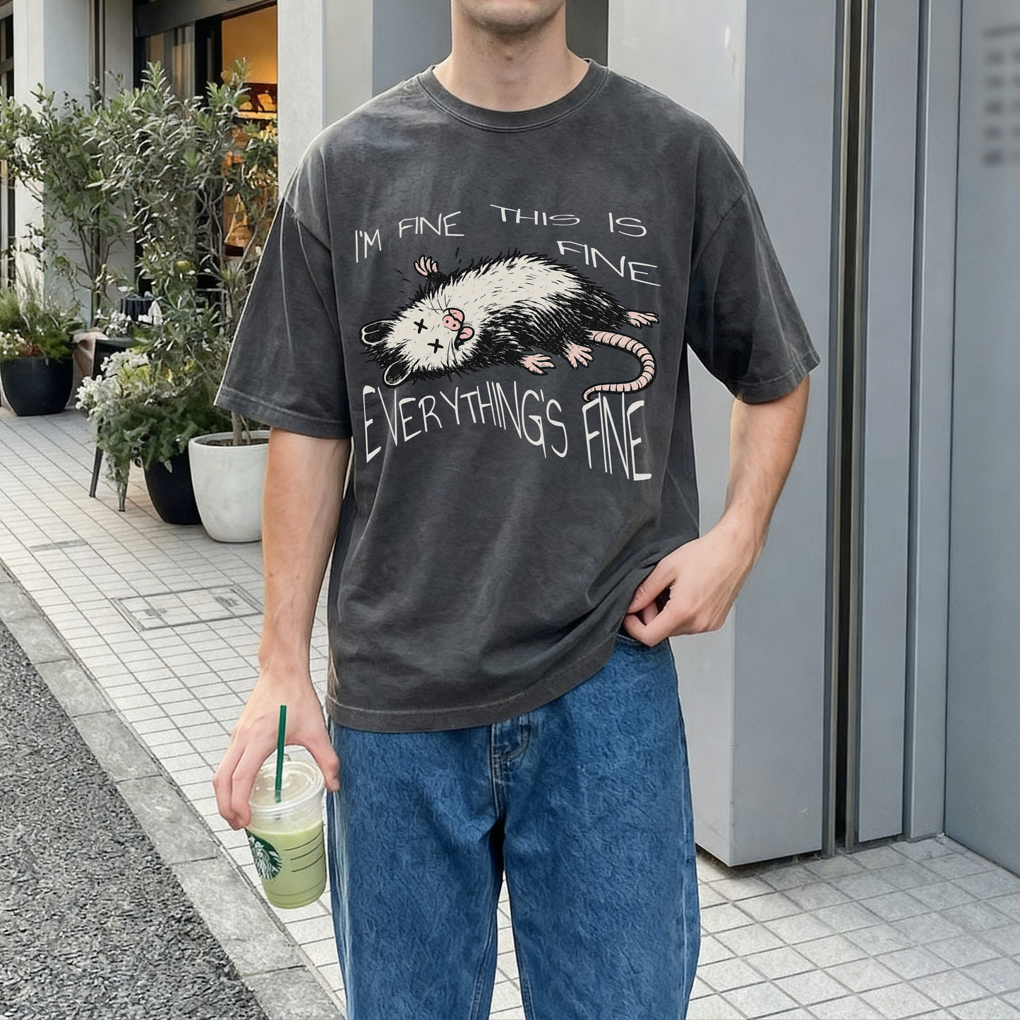 Funny Opossum Shirt “I’m Fine This Is Fine Everything’s Fine”