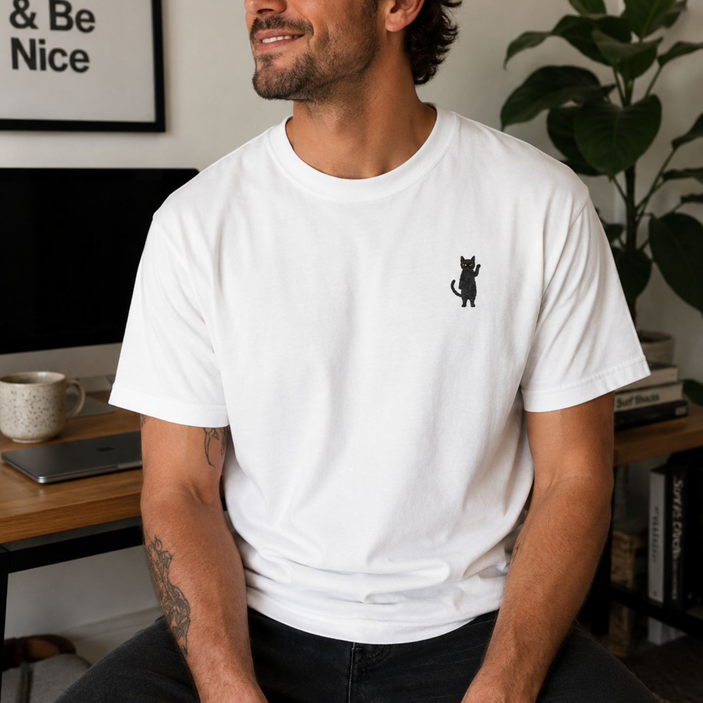 Funny Cat Embroidered Tee