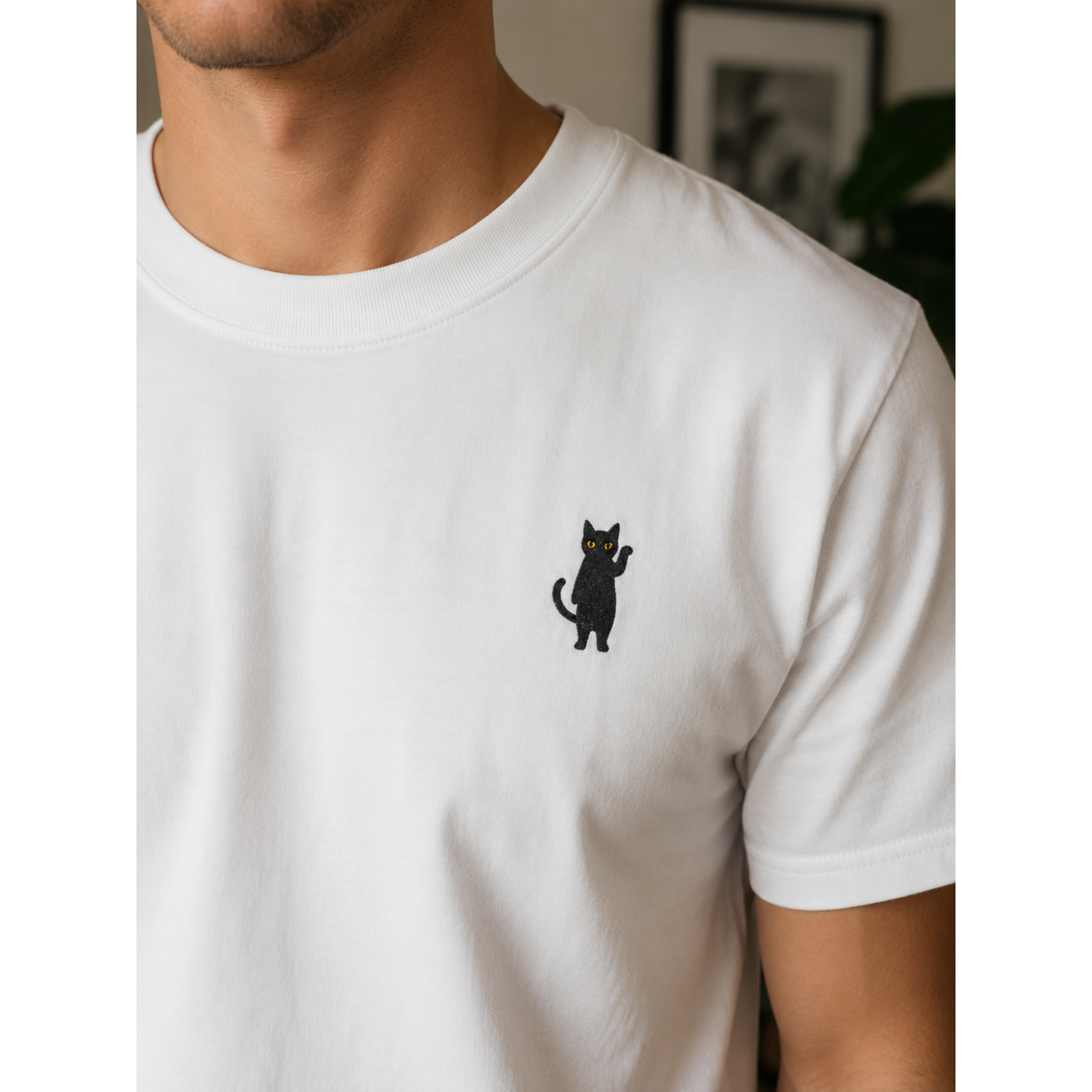 Funny Cat Embroidered Tee