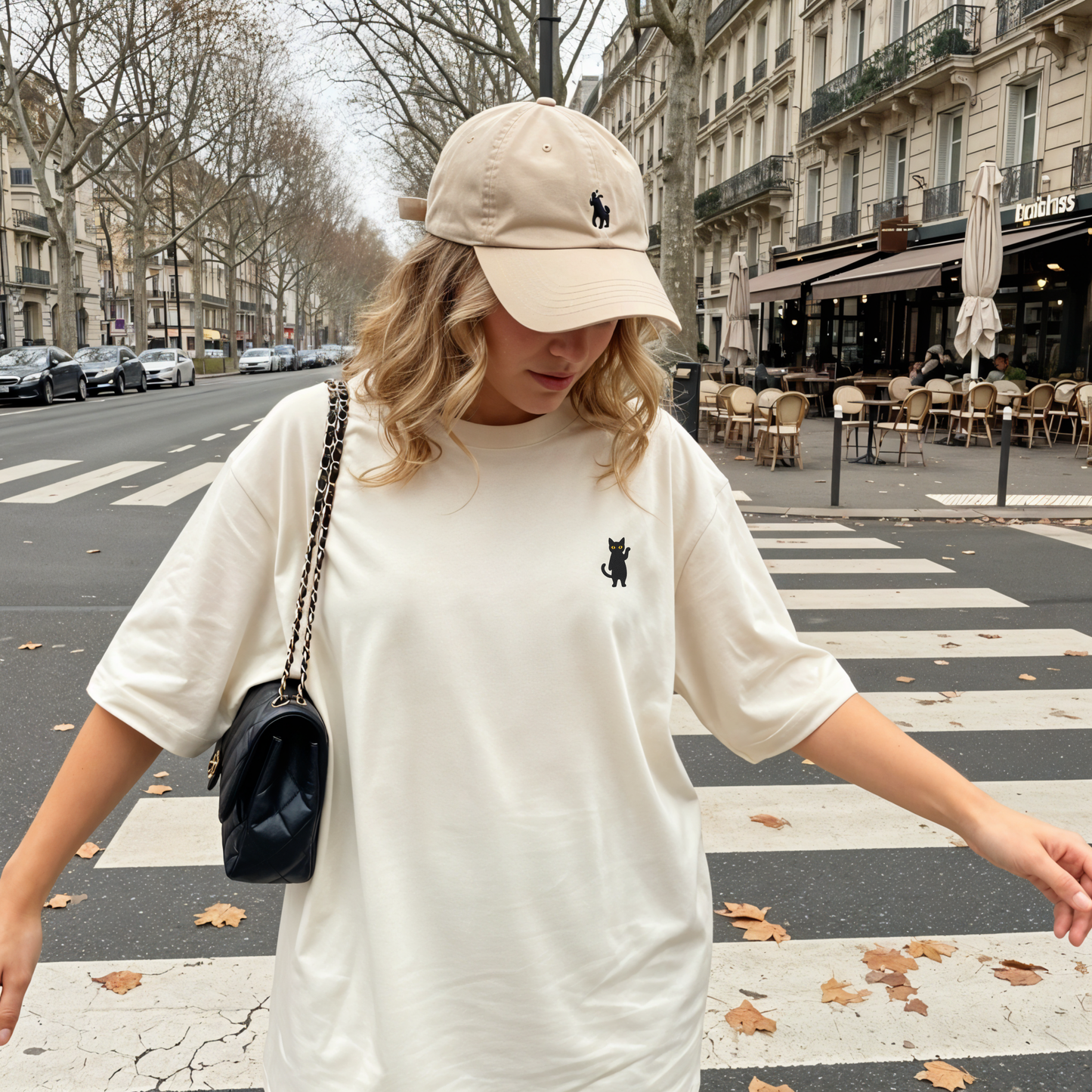 Funny Cat Embroidered Tee