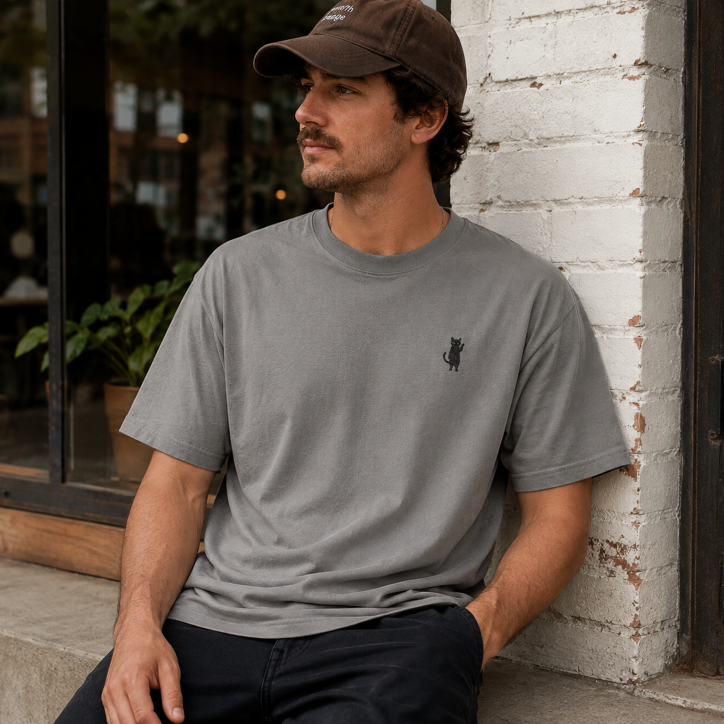 Funny Cat Embroidered Tee