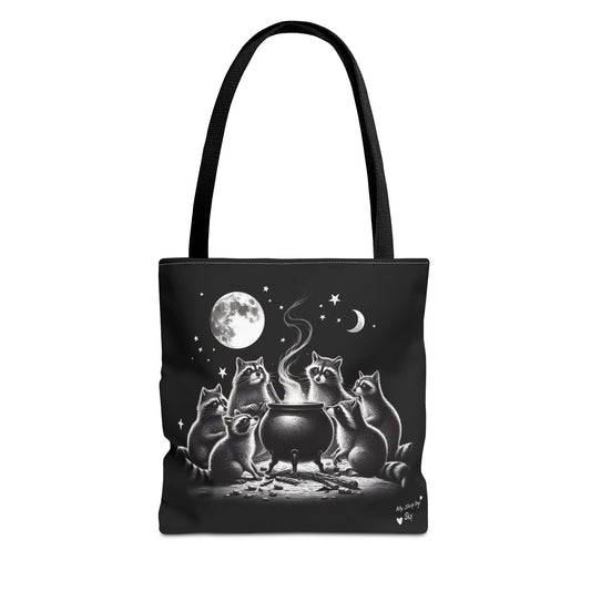 Cauldron Night Raccoons Tote Bag