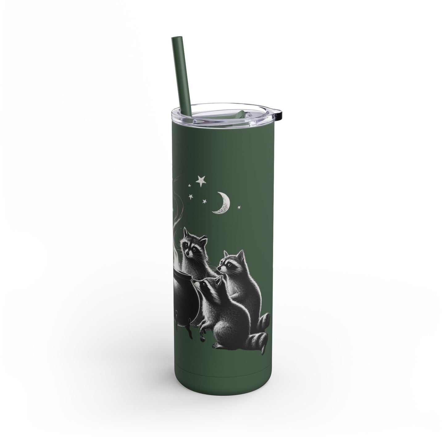 Skinny Tumbler - Cauldron Night Raccoon Design, 20oz