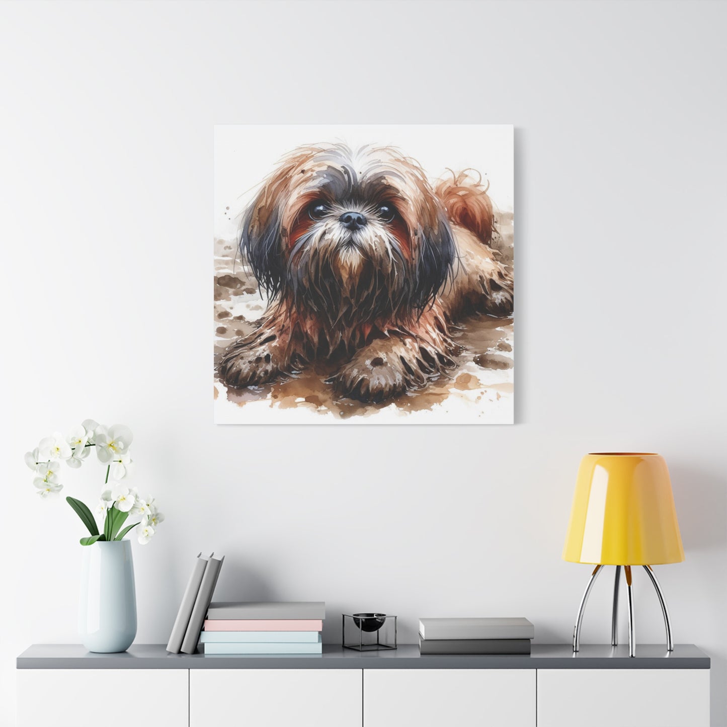 Canvas Print - Muddy Shih Tzu Watercolor Print
