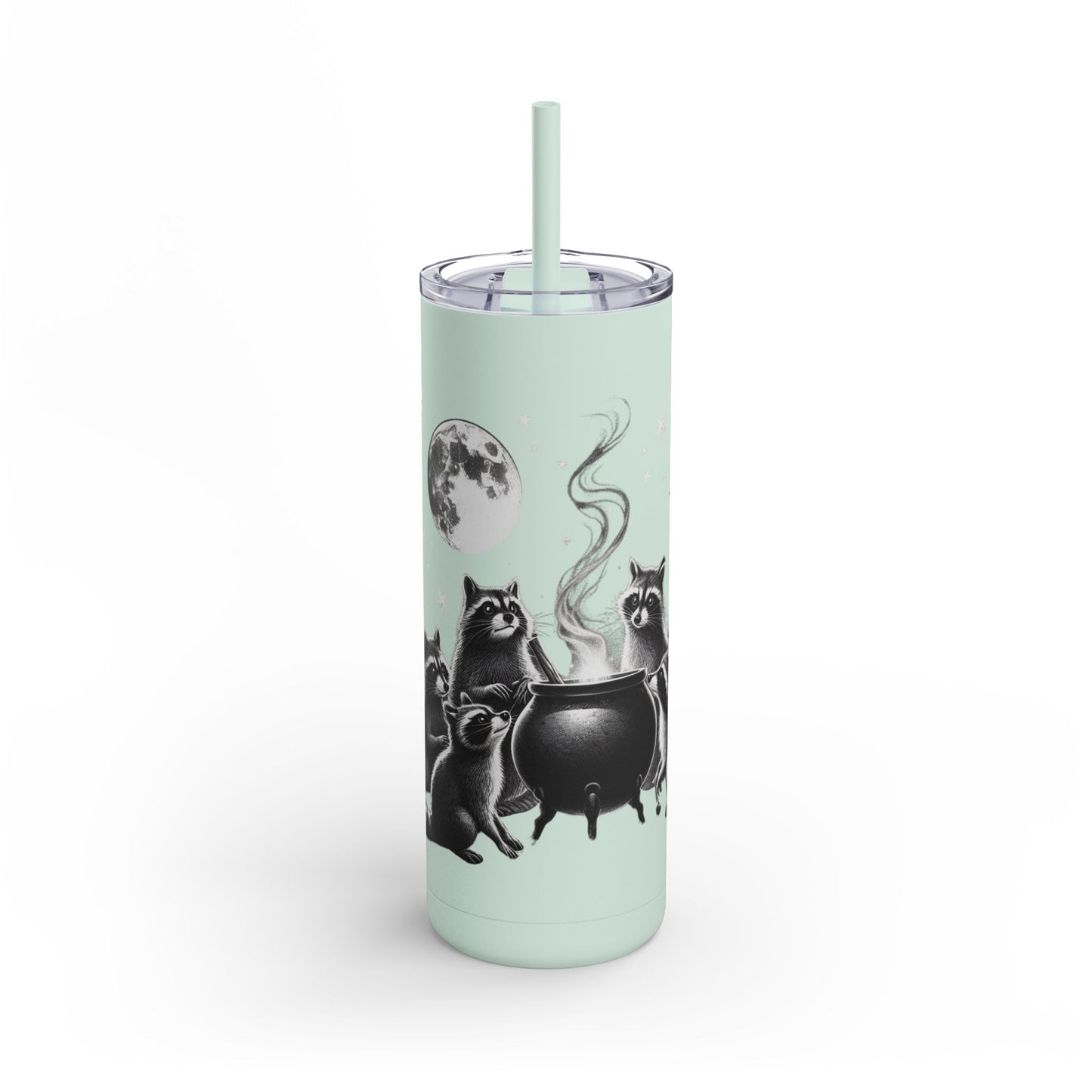 Skinny Tumbler - Cauldron Night Raccoon Design, 20oz