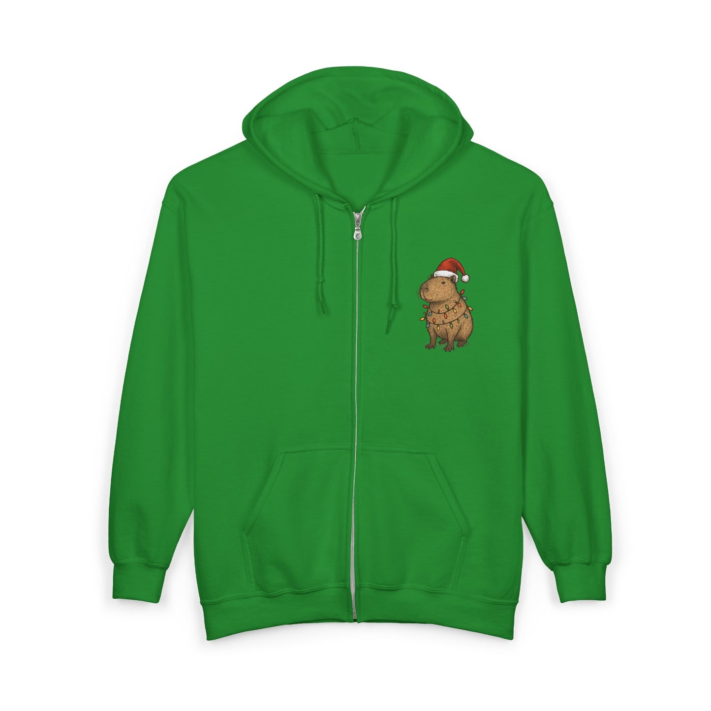 Christmas Capybara Zip-Up Sweatshirt