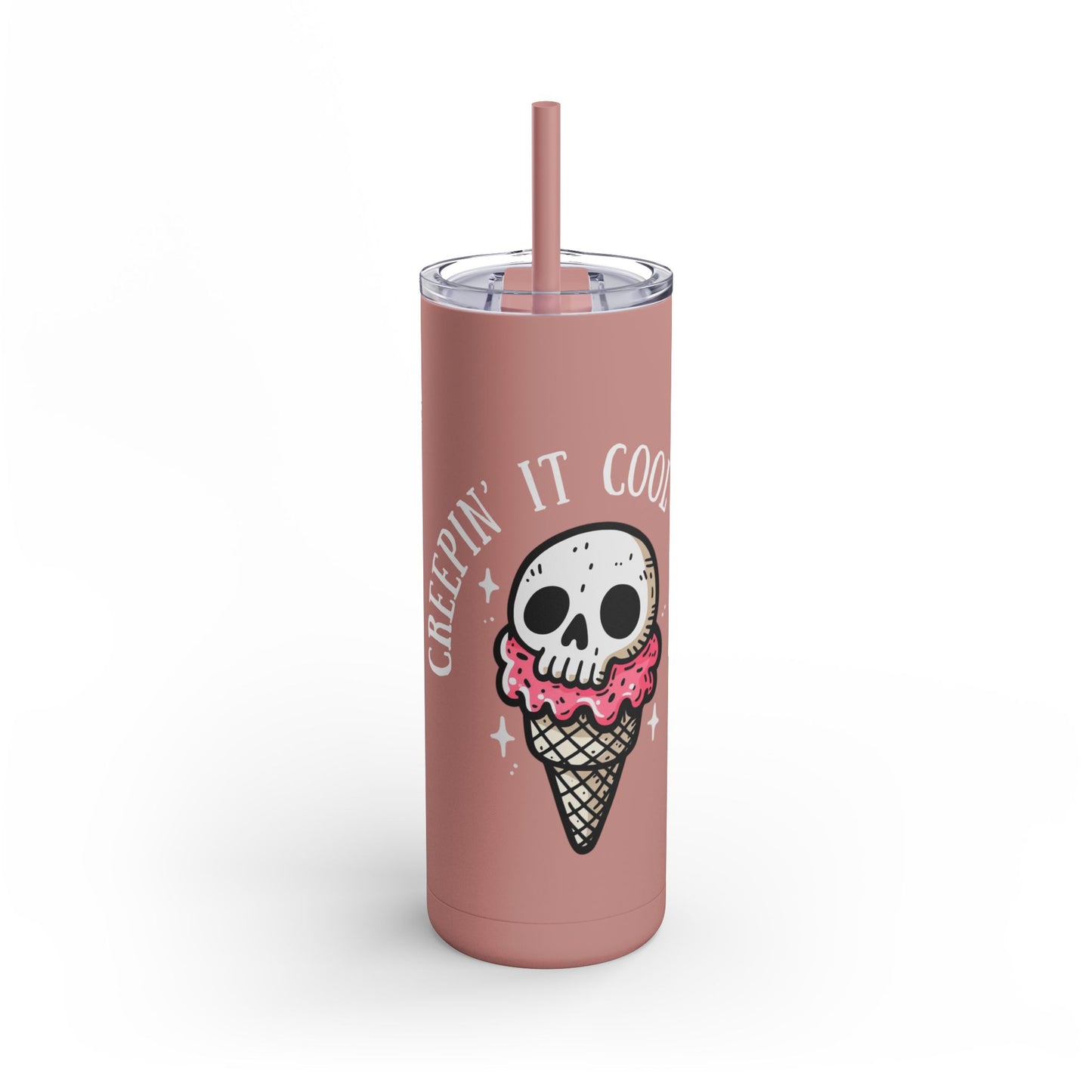 Tumbler Cup - Ice Cream Skeleton-  20oz Skinny Matte