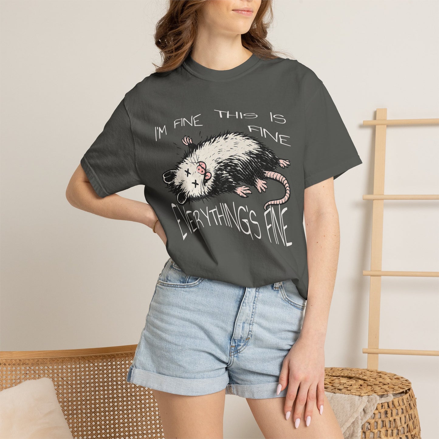 Funny Opossum Shirt “I’m Fine This Is Fine Everything’s Fine”