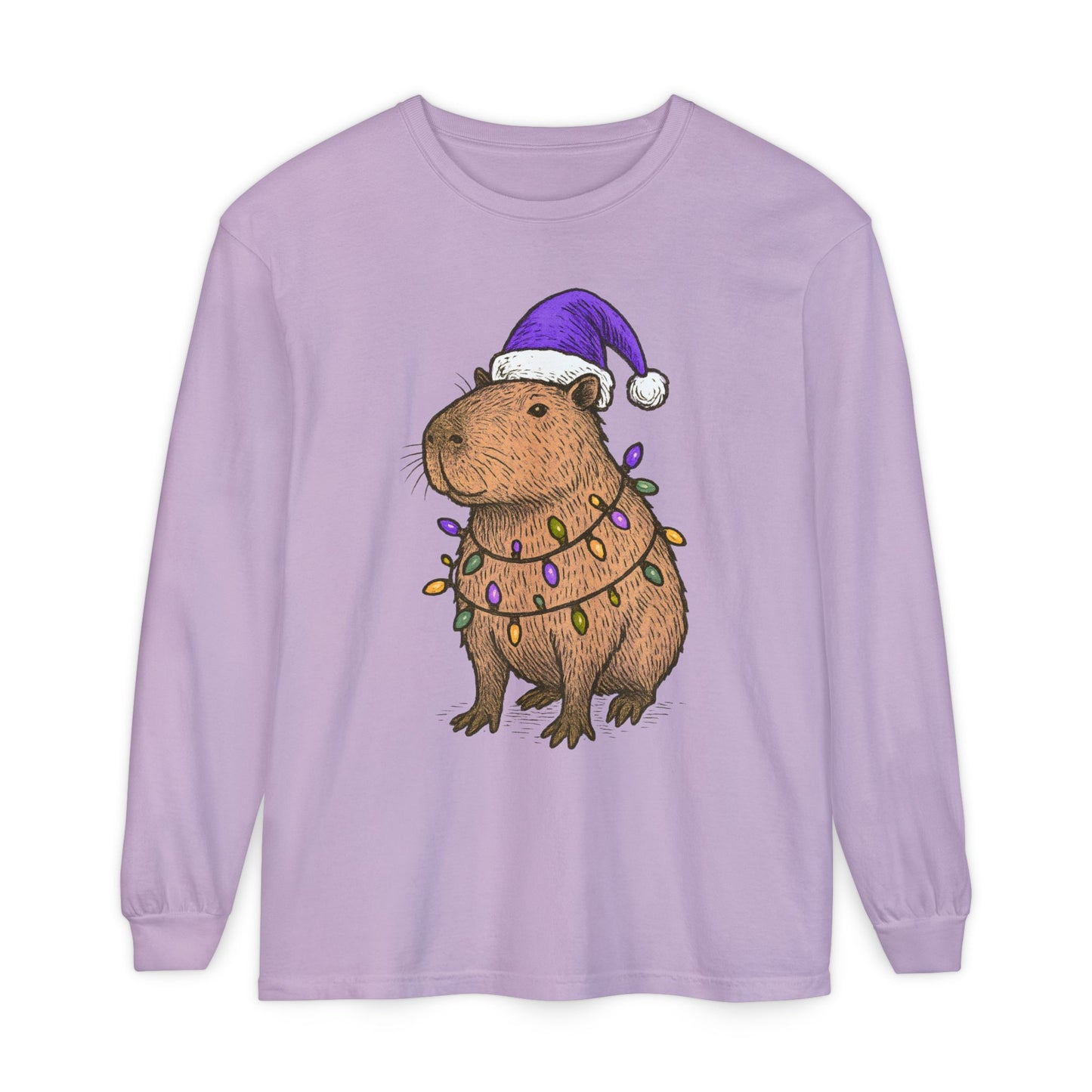 Christmas Capybara Long Sleeve Tee - Unisex T-Shirt