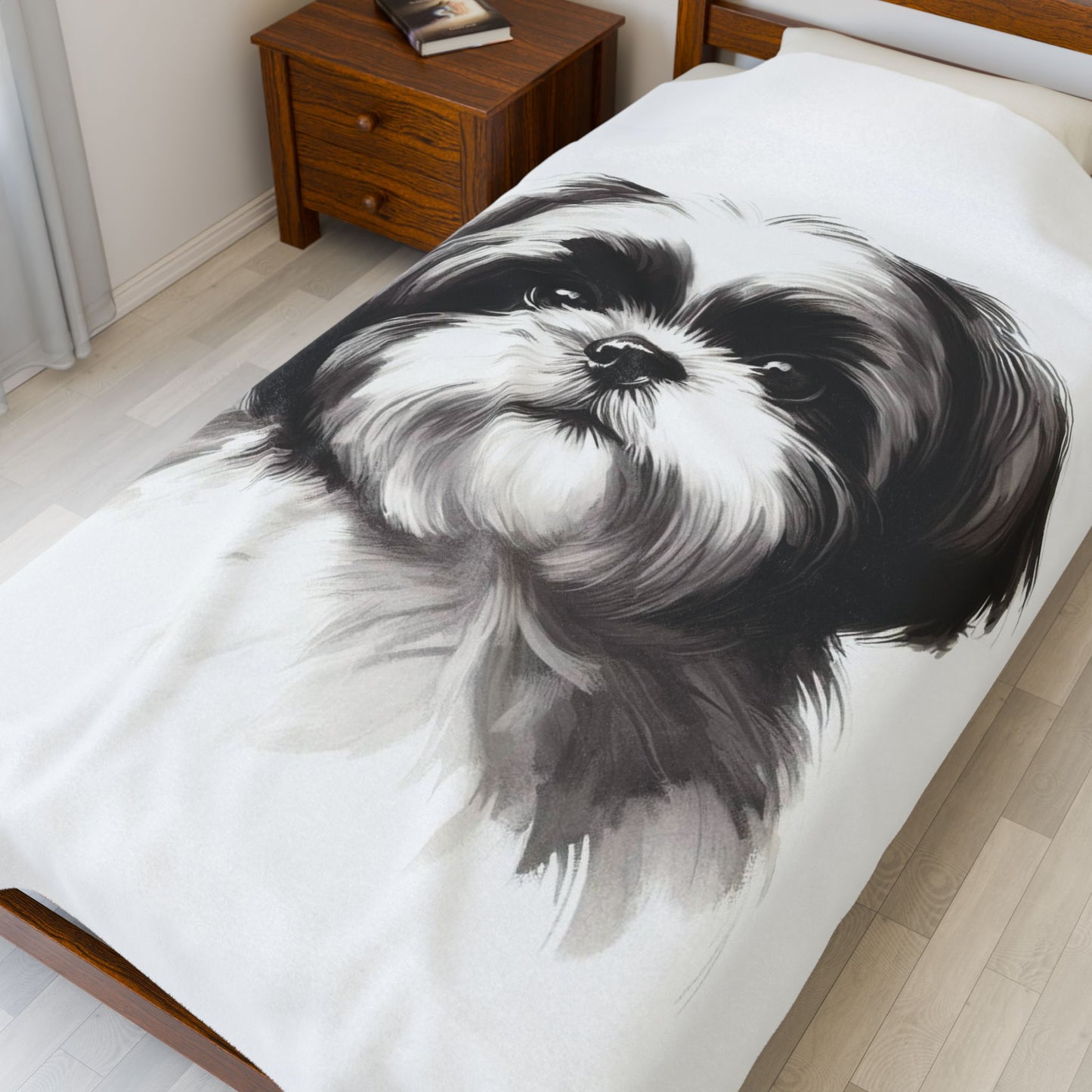 Shih Tzu Velveteen Plush Blanket — Soft Cozy Dog-Lover Throw