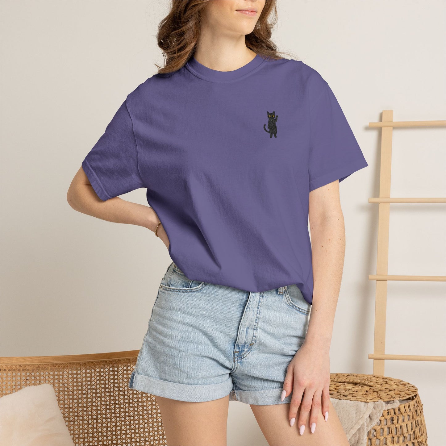 Funny Cat Embroidered Tee