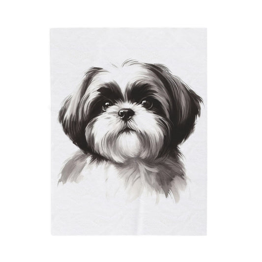 Shih Tzu Velveteen Plush Blanket — Soft Cozy Dog-Lover Throw