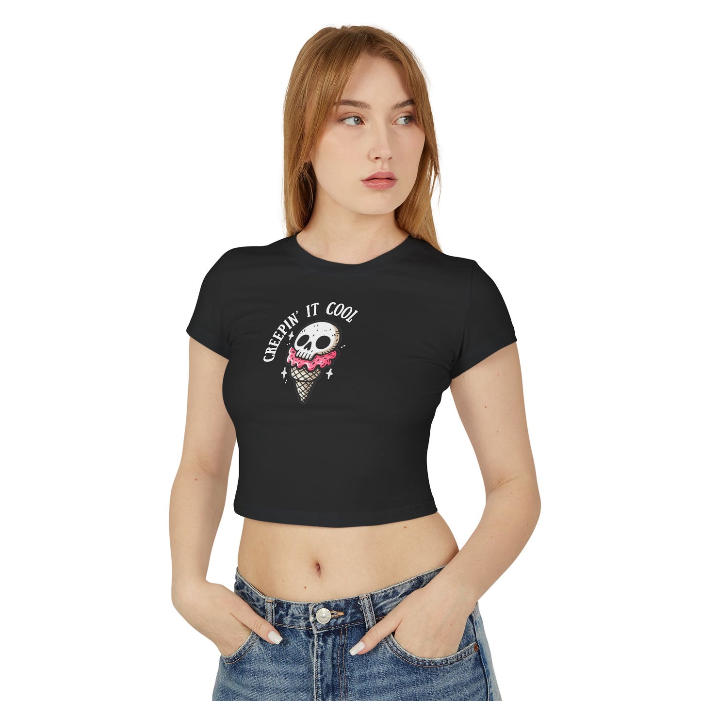 Women's Ice cream Skull Baby Tee