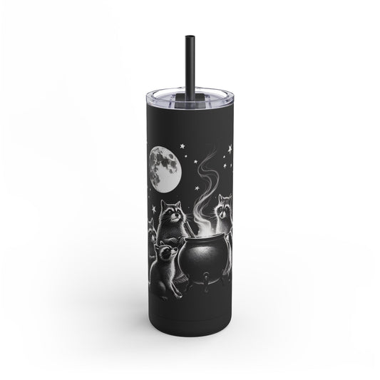 Skinny Tumbler - Cauldron Night Raccoon Design, 20oz