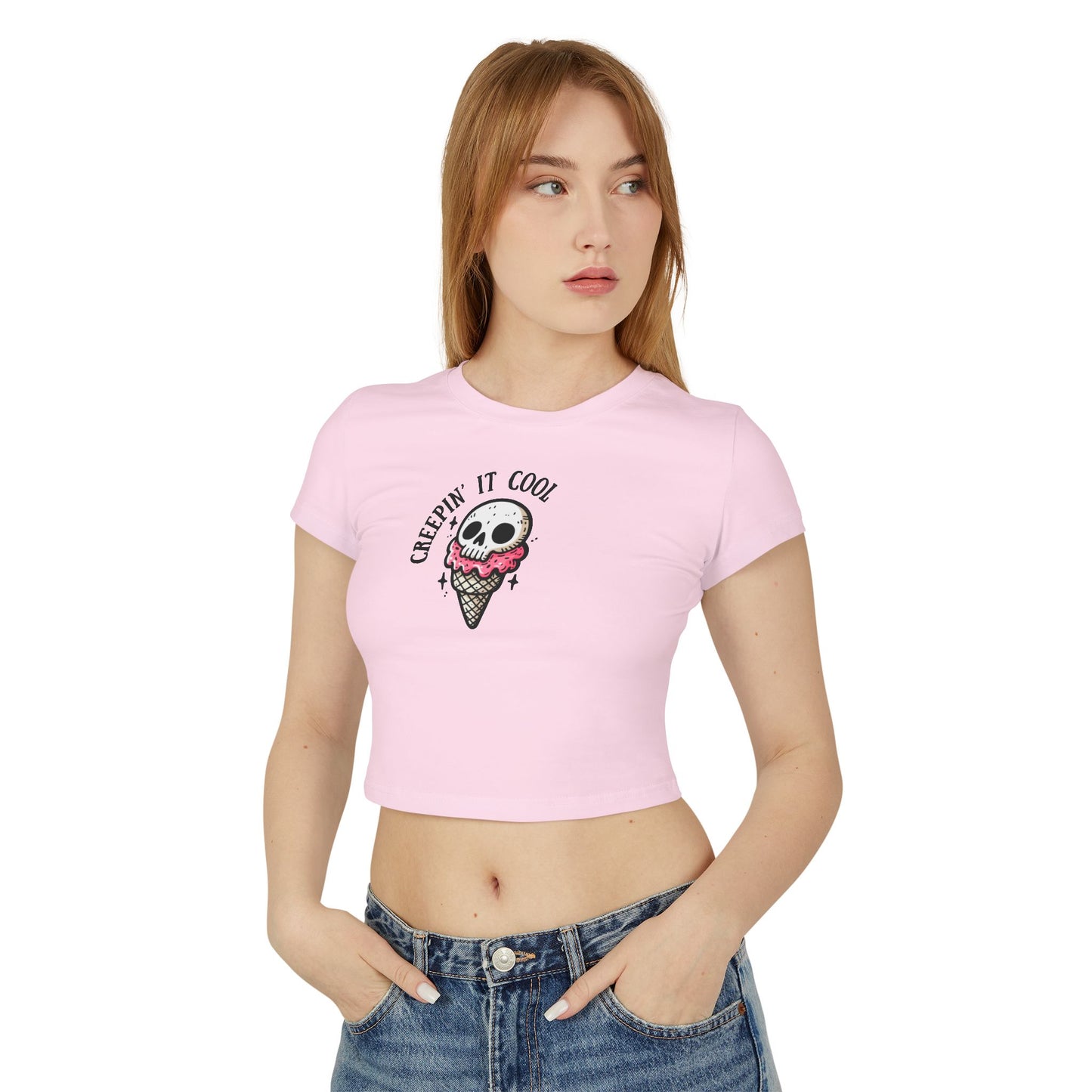 Women's Ice cream Skull Baby Tee