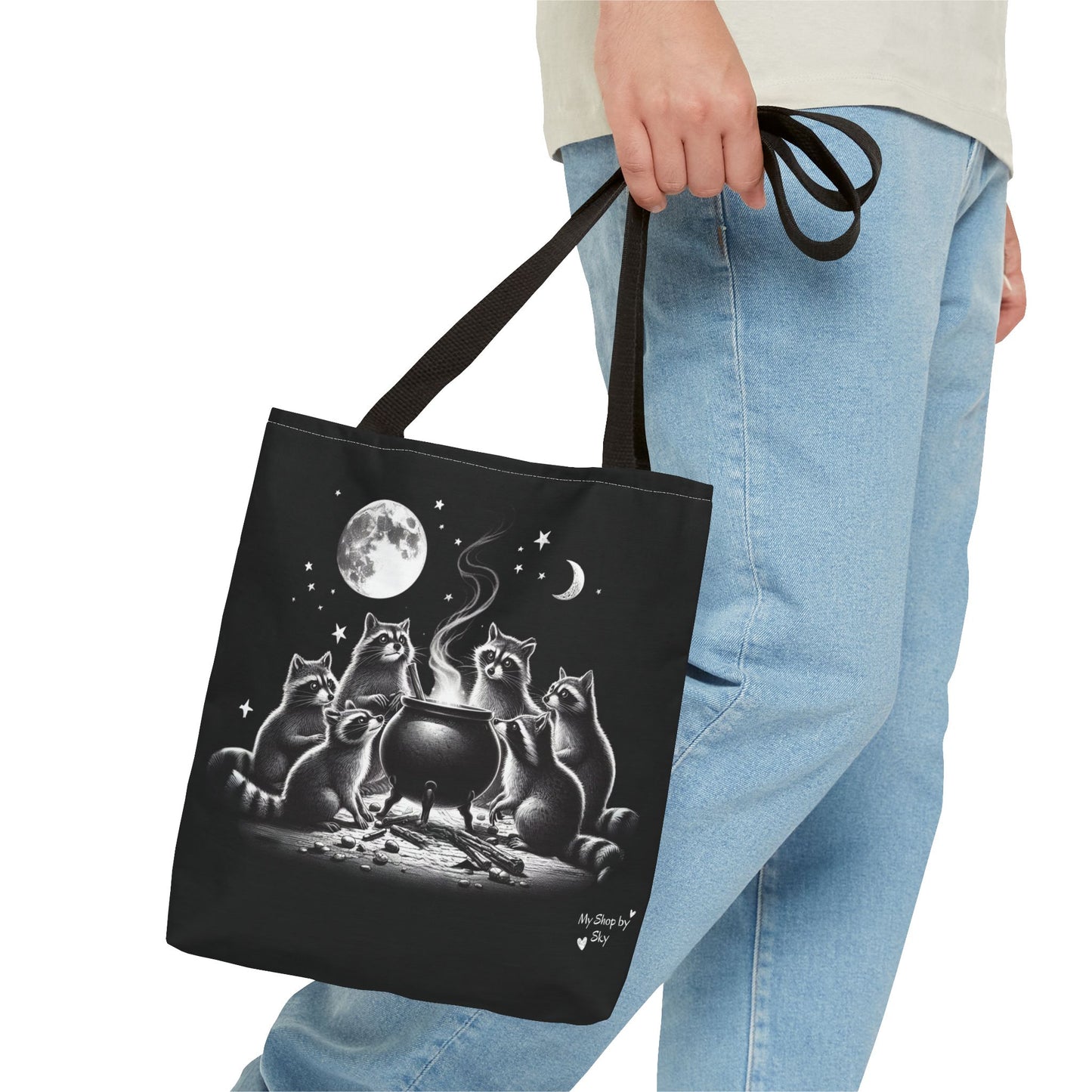 Cauldron Night Raccoons Tote Bag