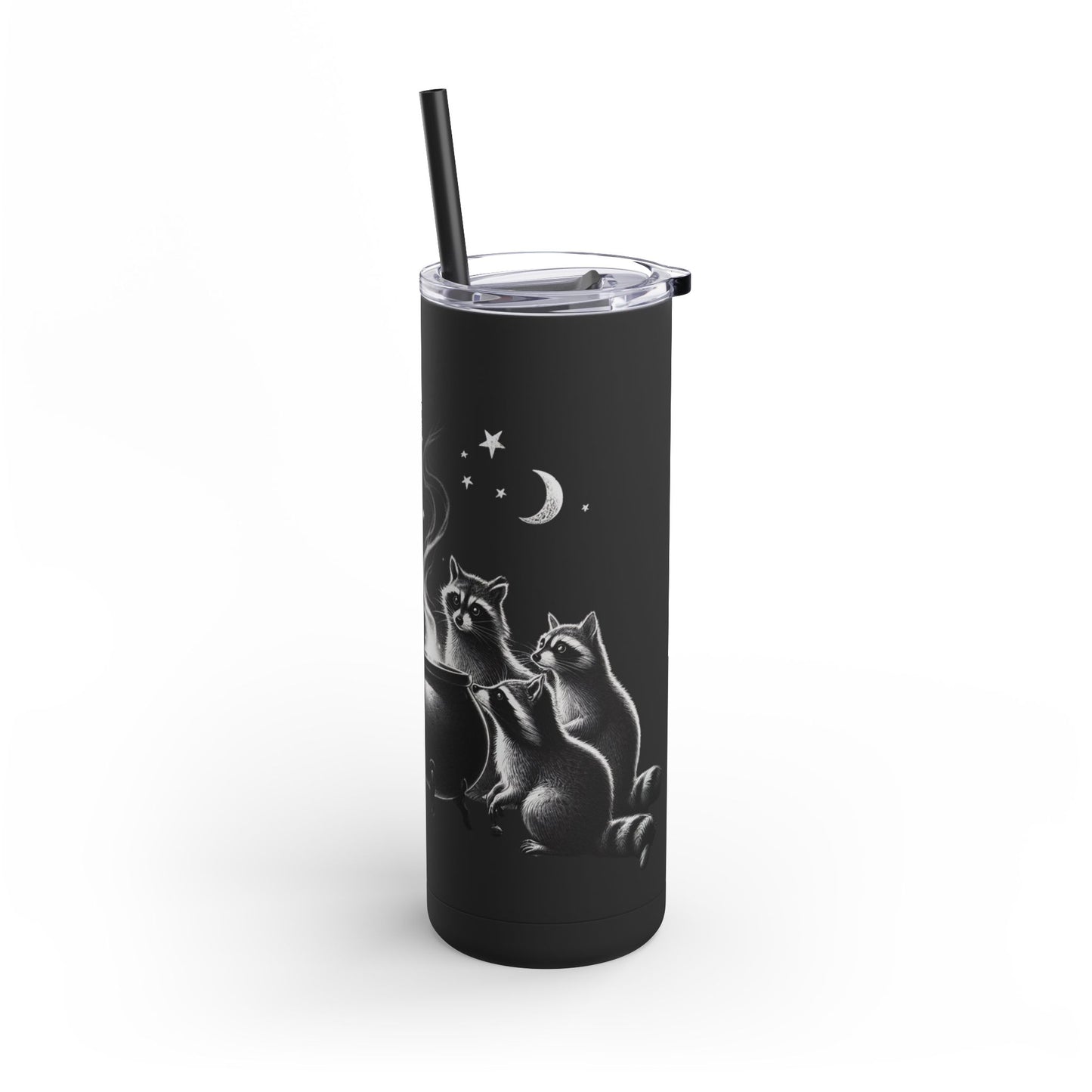 Skinny Tumbler - Cauldron Night Raccoon Design, 20oz