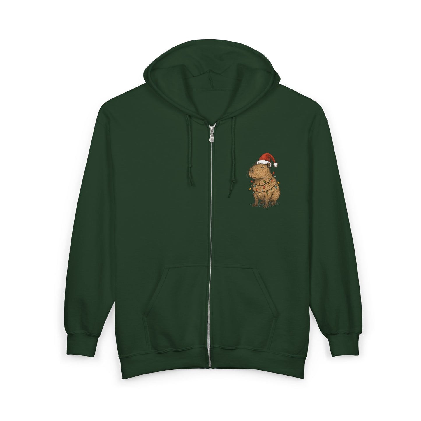 Christmas Capybara Zip-Up Sweatshirt