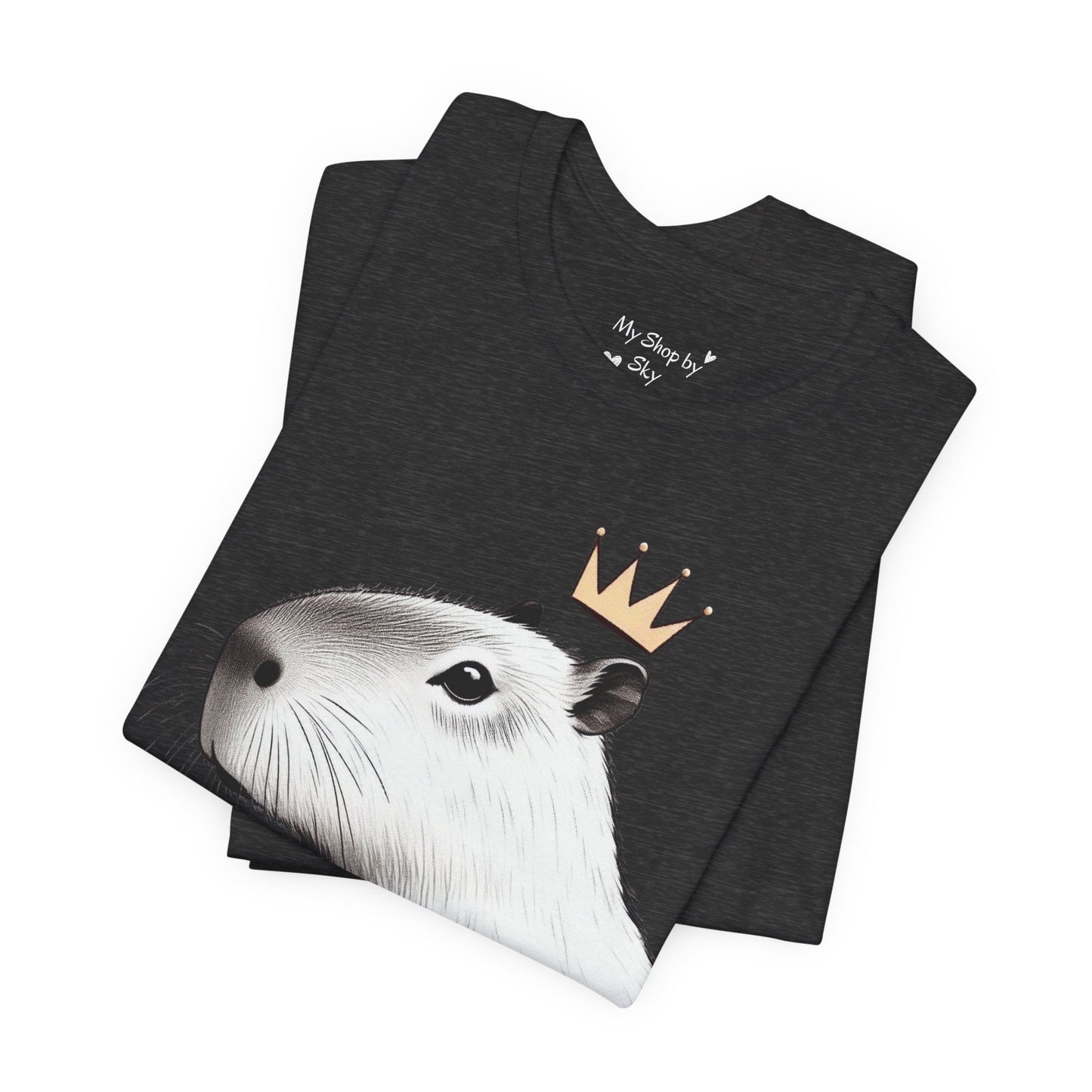 Black and White Capybara Crown Tee