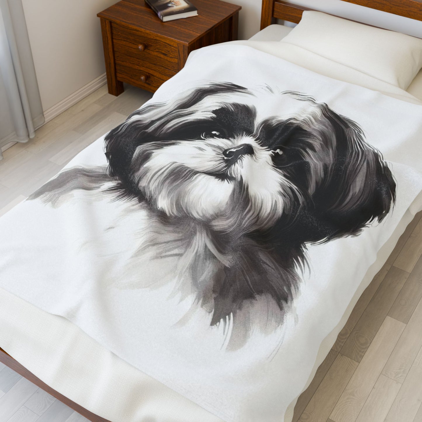 Shih Tzu Velveteen Plush Blanket — Soft Cozy Dog-Lover Throw