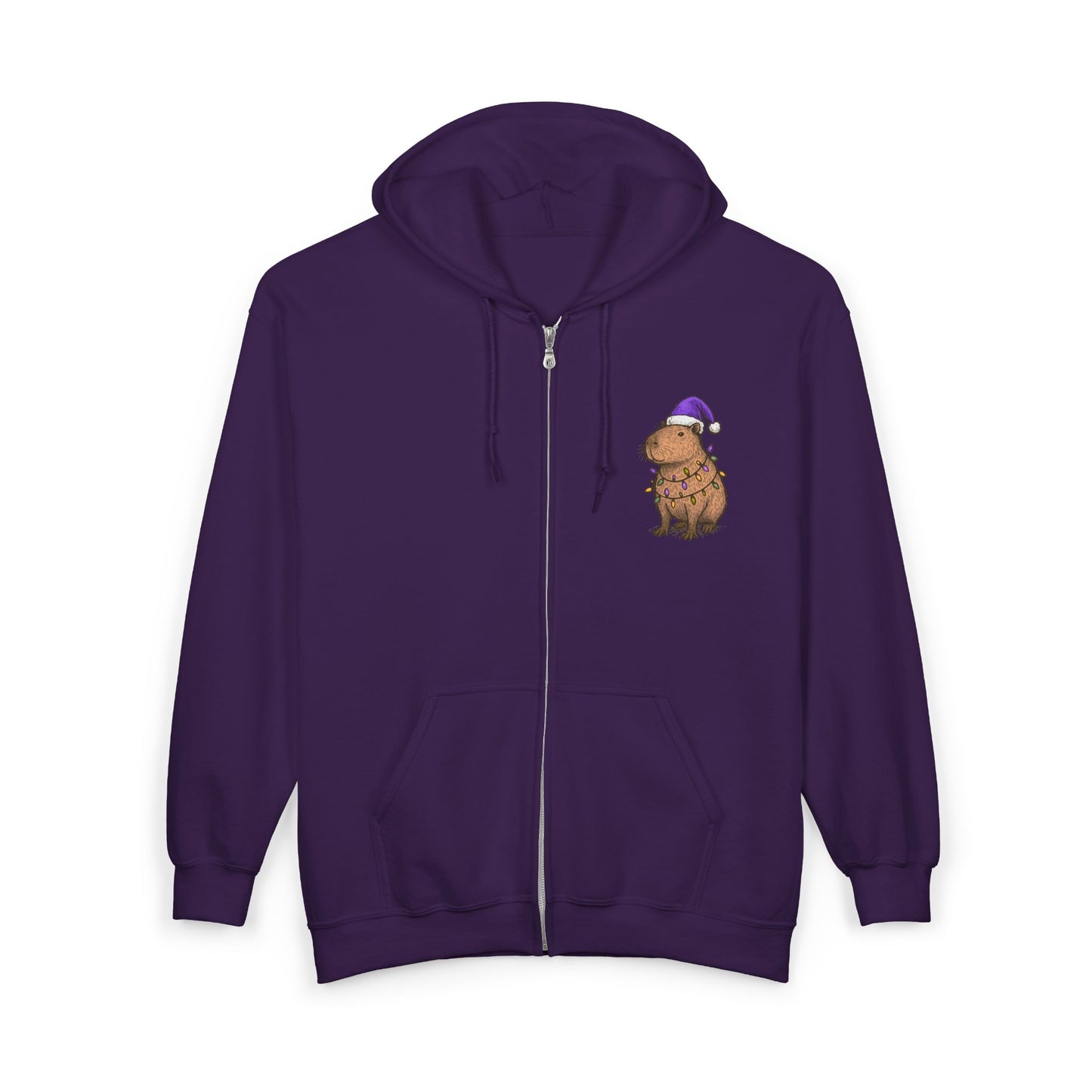 Christmas Capybara Zip-Up Sweatshirt