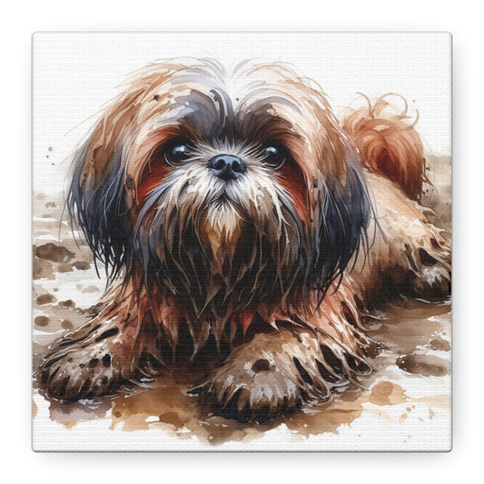 Canvas Print - Muddy Shih Tzu Watercolor Print