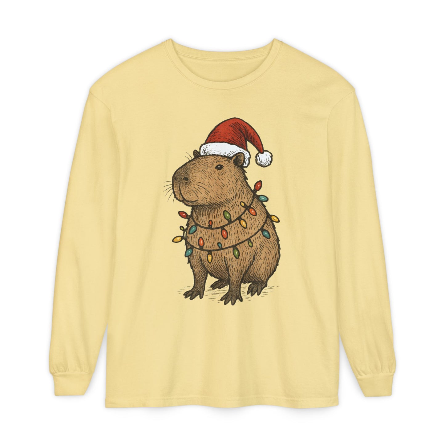 Christmas Capybara Long Sleeve Tee - Unisex T-Shirt