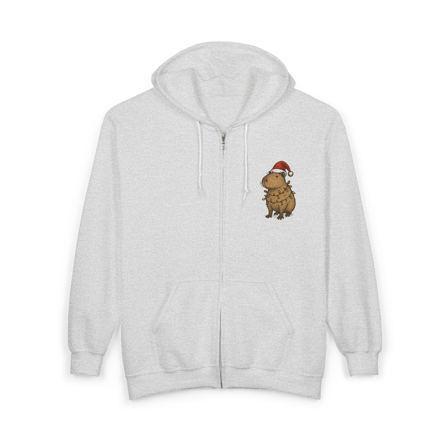 Christmas Capybara Zip-Up Sweatshirt