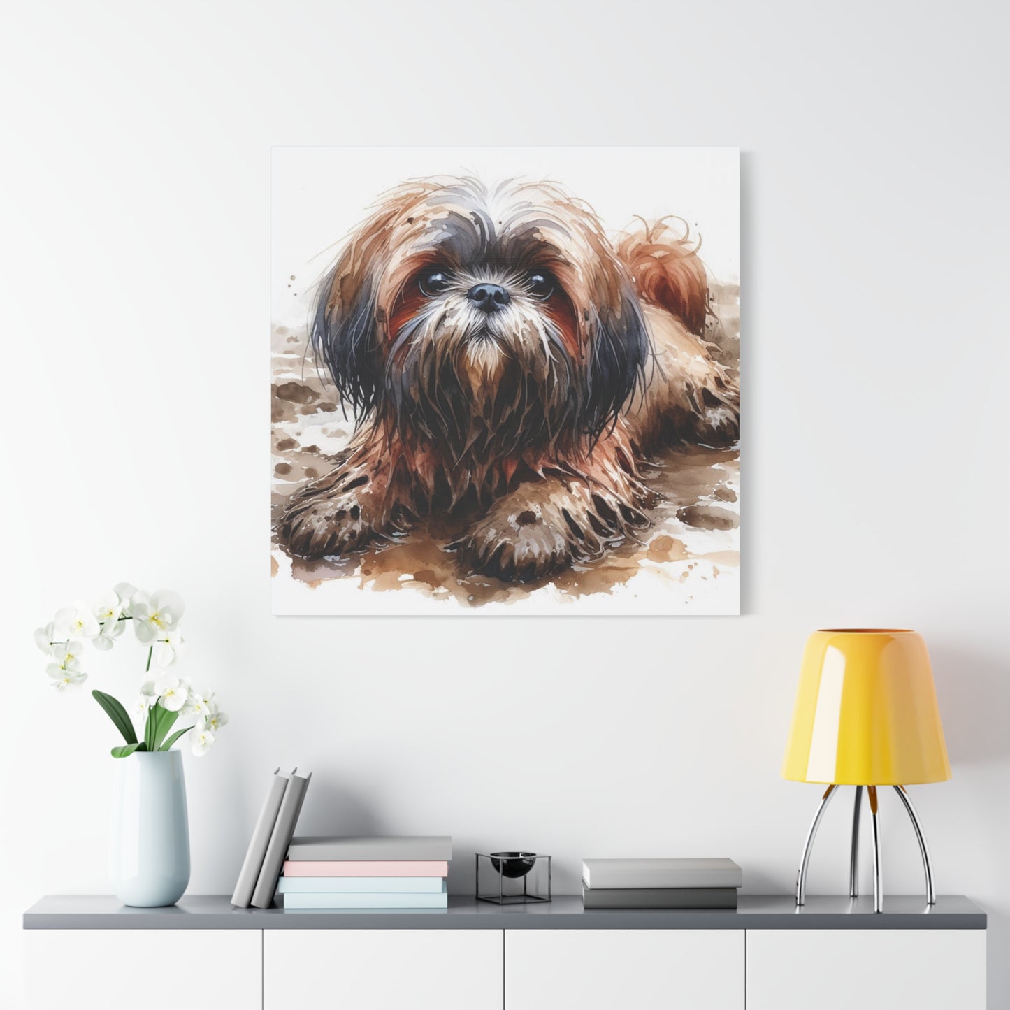 Canvas Print - Muddy Shih Tzu Watercolor Print