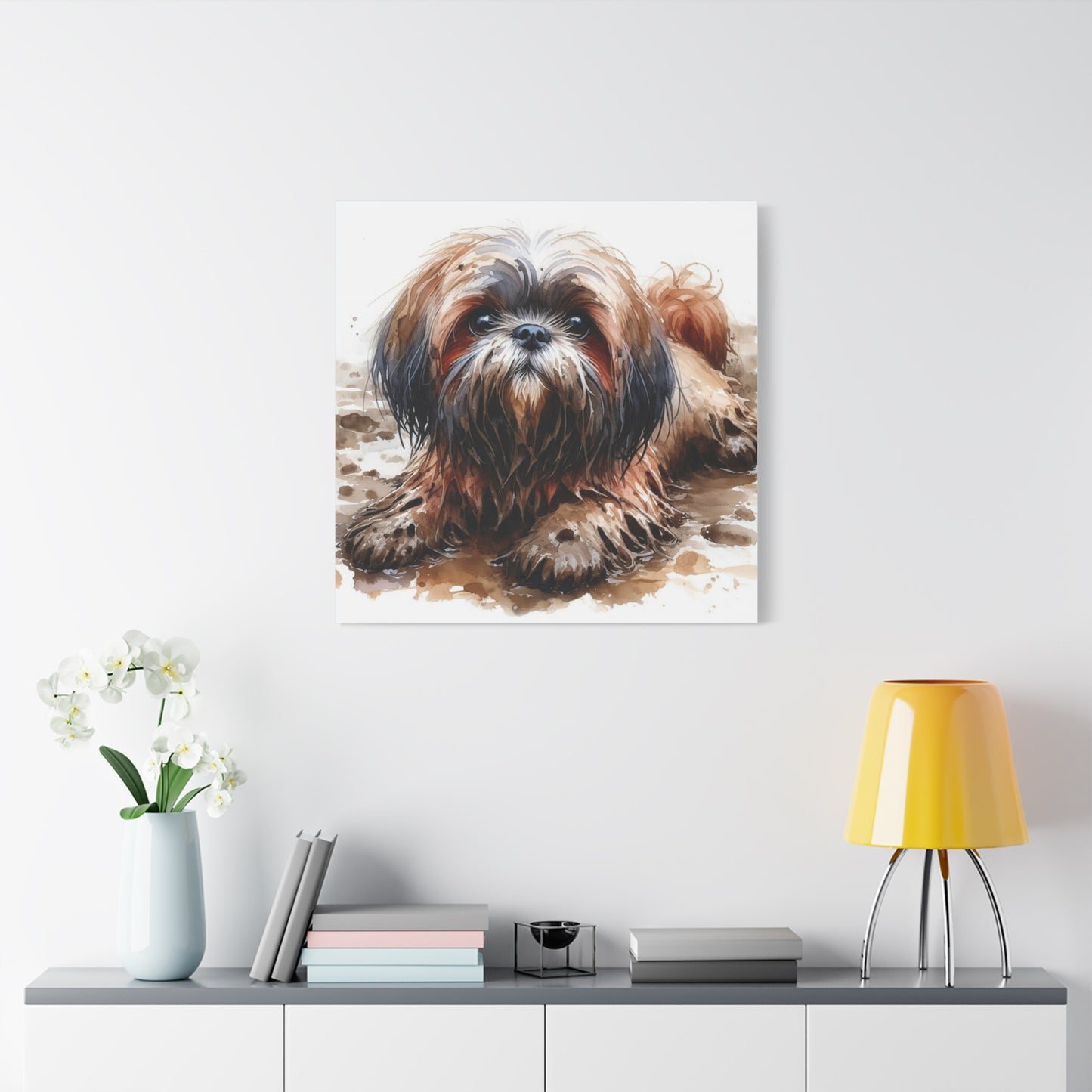 Canvas Print - Muddy Shih Tzu Watercolor Print