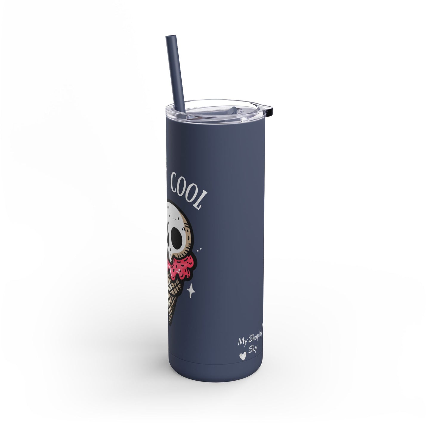 Tumbler Cup - Ice Cream Skeleton-  20oz Skinny Matte