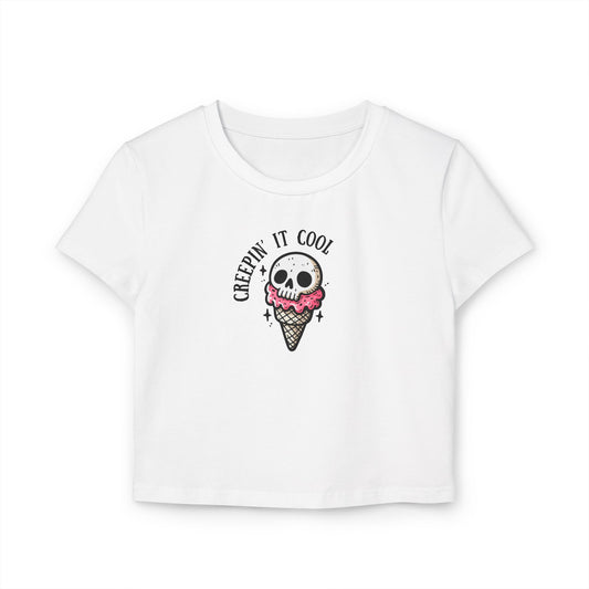 Women's Ice cream Skull Baby Tee